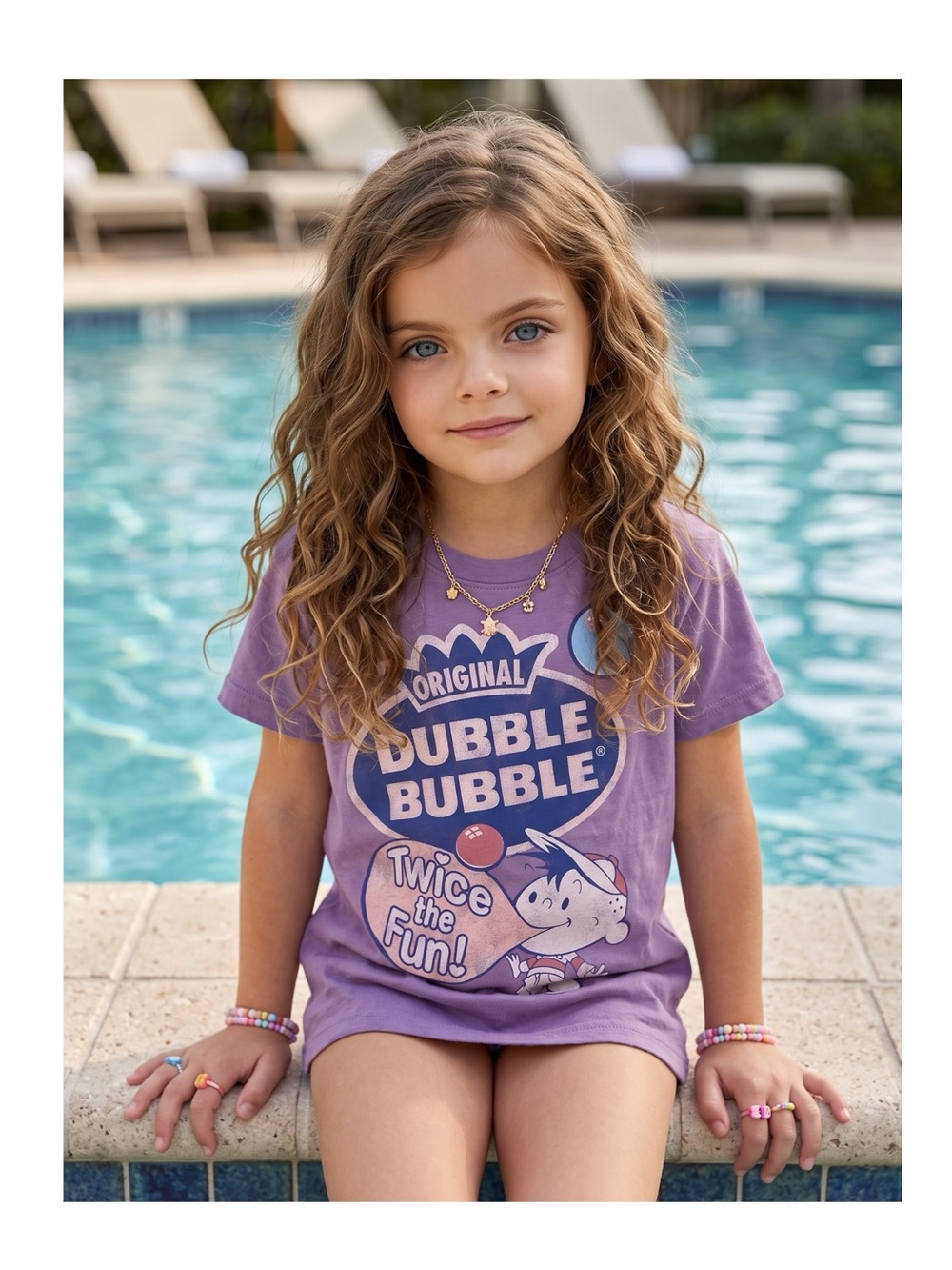 new Garan-Tees  Girls Dubble Bubble Glitter Tee  Lavender  Girls Large 10 12